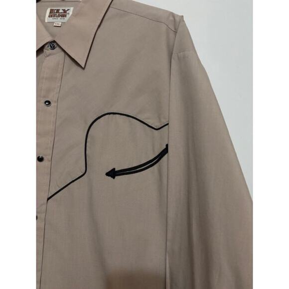 Ely Cattleman Snap Button Down Shirt Mens XXL Retro Cowboy Western Tan - Picture 9 of 9